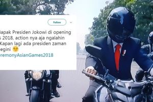 7 Cuitan kocak respons Jokowi naik motor sport di Asian Games 2018