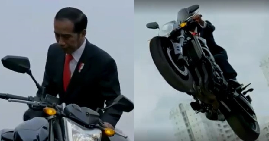 10 Momen mendebarkan saat Jokowi naik motor sport di Asian Games 2018