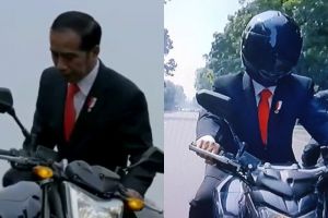 Aksi Jokowi naik motor sport jadi sorotan, ini jenis helm yang dipakai