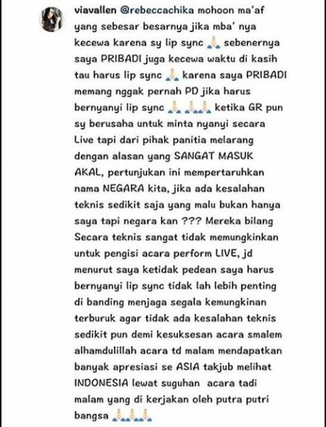 Dicibir lipsync saat opening Asian Games, begini pembelaan Via Vallen