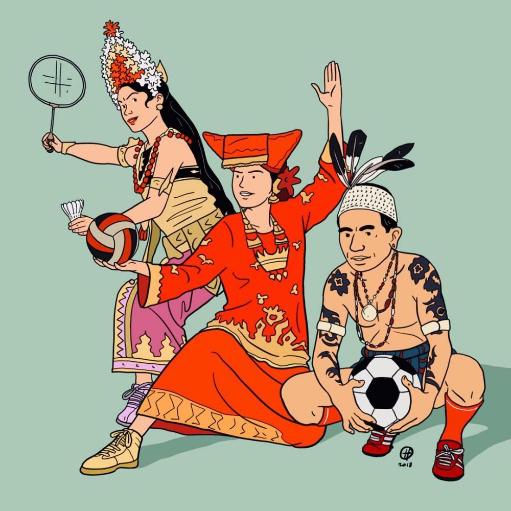 7 Ilustrasi bertema Asian Games ini keren abis, warna-warni Indonesia