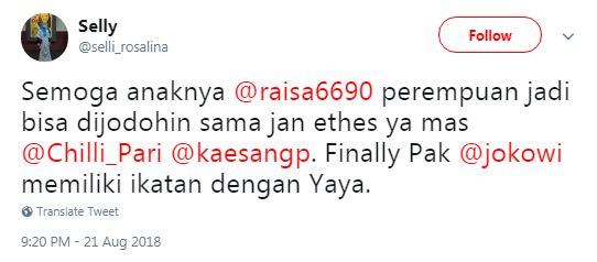 Jan Ethes didoakan berjodoh dengan anak Raisa, begini reaksi Gibran