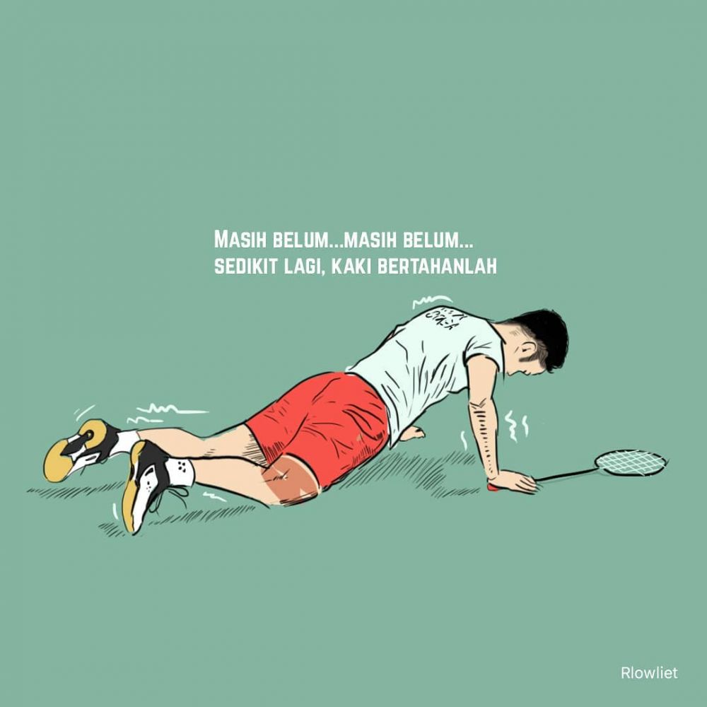 10 Ilustrasi ini gambarkan perjuangan Ginting di final bulutangkis AG