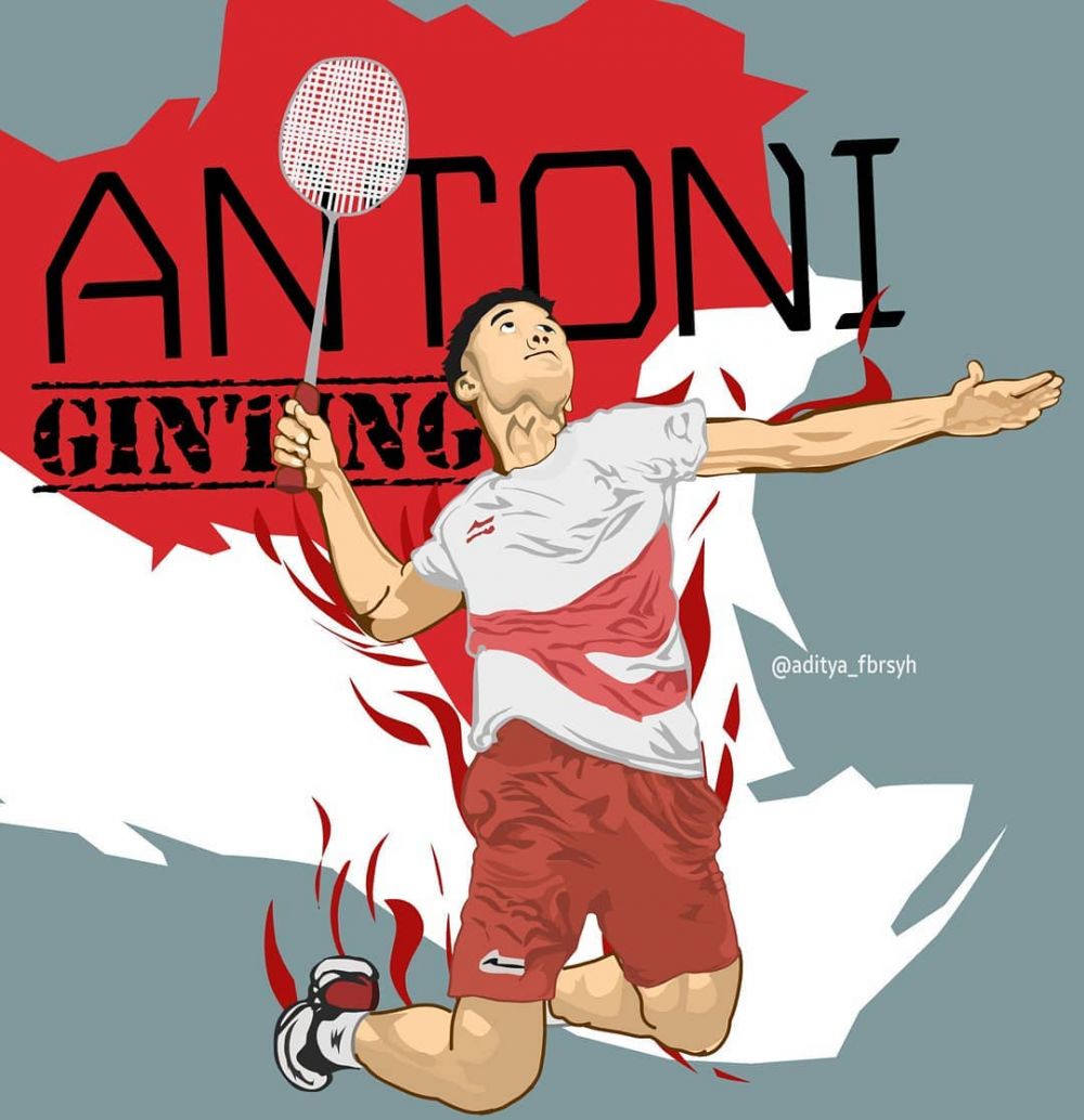 10 Ilustrasi ini gambarkan perjuangan Ginting di final bulutangkis AG