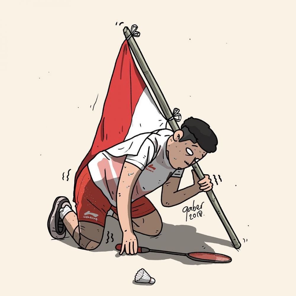 10 Ilustrasi ini gambarkan perjuangan Ginting di final bulutangkis AG