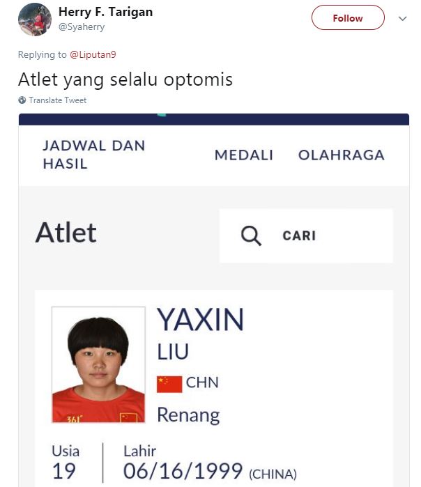20 Pelesetan nama atlet Asian Games 2018 ini bikin kamu terbahak-bahak
