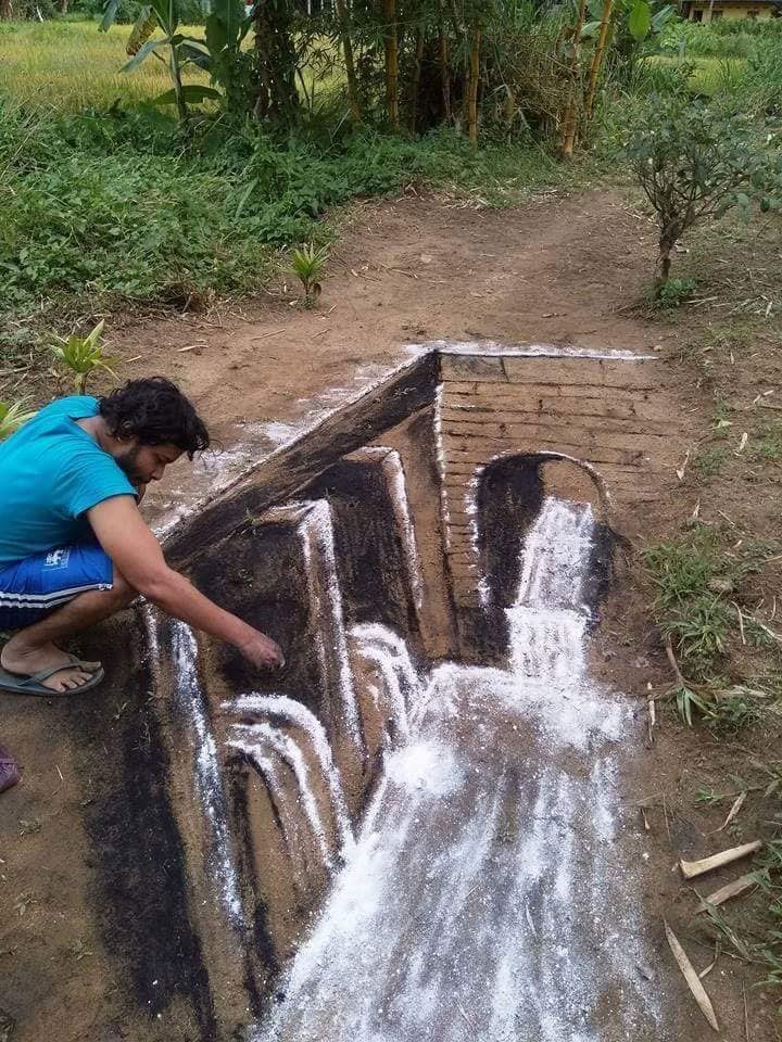 Cuma dari tepung & arang, seniman ini gambar 3D terlihat lebih nyata