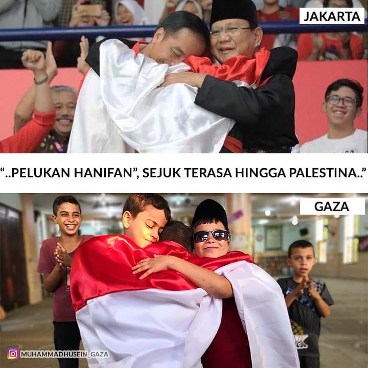 10 Potret tiru Jokowi peluk Prabowo ini ekspresinya lucu-lucu