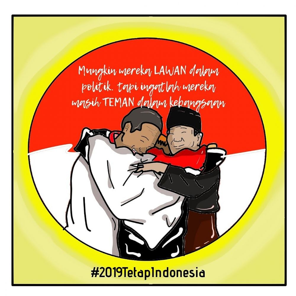 9 Ilustrasi momen langka Jokowi-Prabowo pelukan ini bikin politik adem