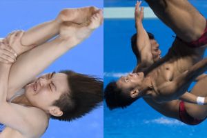 10 Ekspresi wajah 'aneh' atlet loncat indah Asian Games saat beraksi