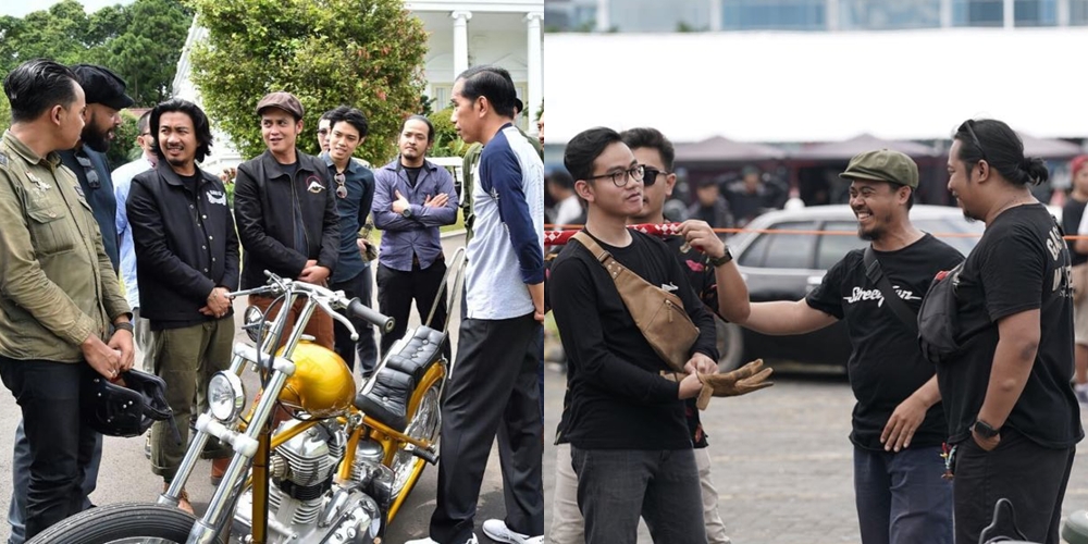 6 Adu gaya Gibran dan Jokowi saat beraksi dengan motor custom