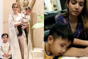 4 Gaya seleb saat temani anak mengerjakan PR, ada yang galak lho