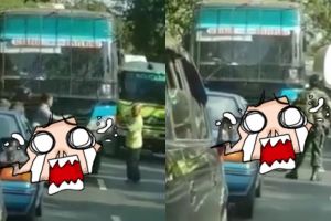 Nekat serobot jalur anggota TNI, begini yang terjadi dengan bus ini