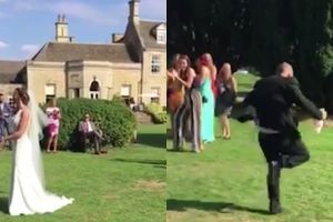 Pacar dapat buket bunga saat kondangan, reaksi pria ini bikin kaget