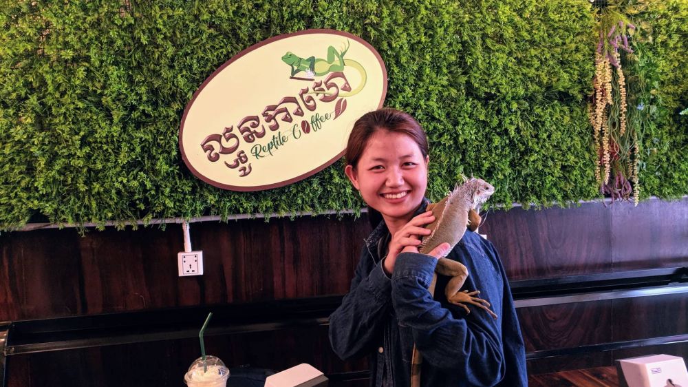 Nongkrong & ngopi di kafe ini ditemani hewan reptil, berani coba?