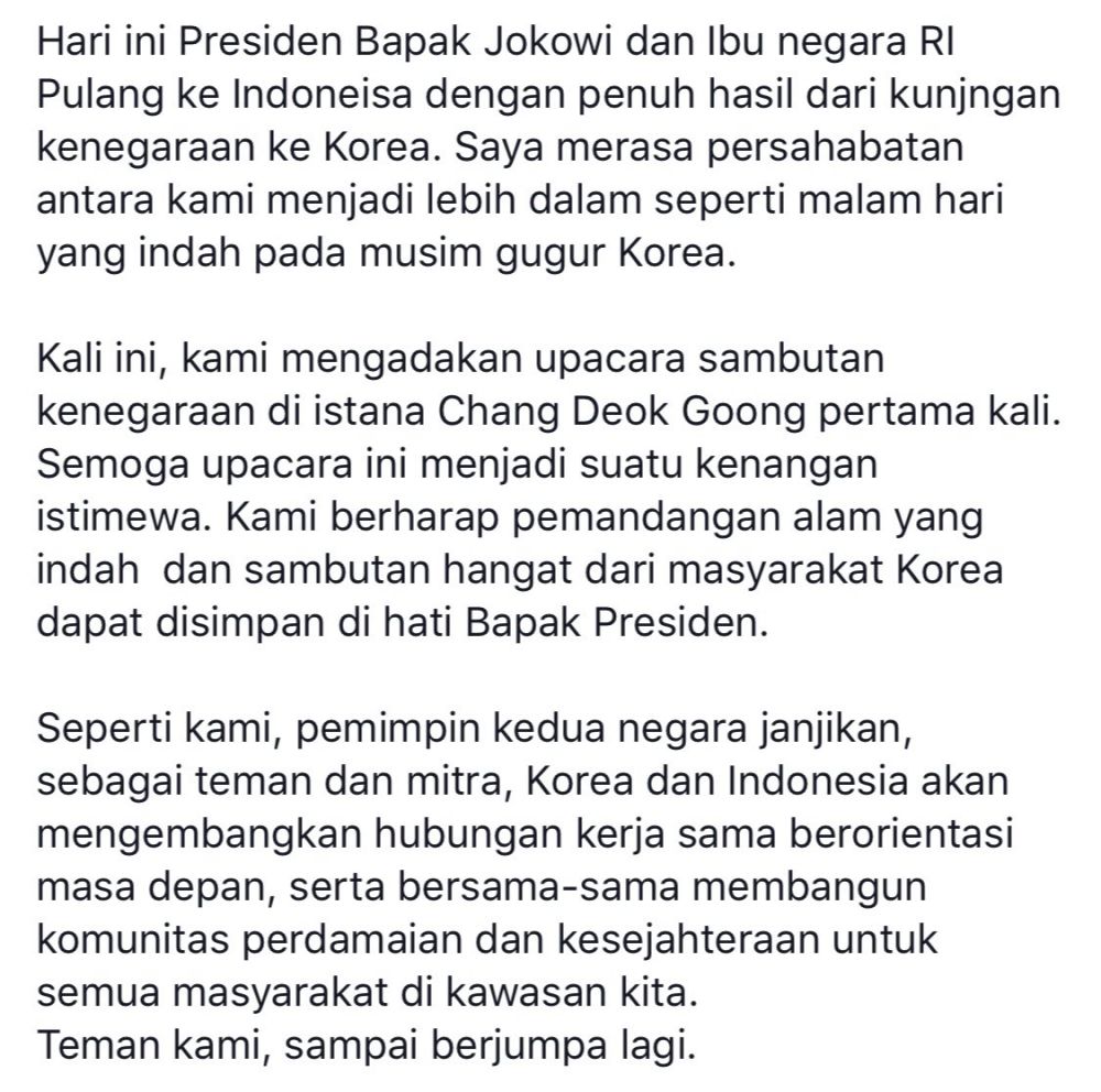 Jokowi ke Korea, ini kesan dalam Presiden Moon pakai bahasa Indonesia