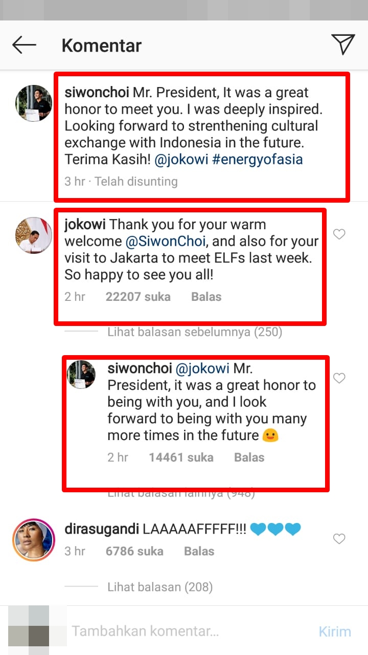 Siwon dan Jokowi berbalas komentar di medsos, ini isi obrolannya