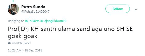 Bulan lalu Sandi disebut santri & kini ulama, 9 sindiran ini menohok