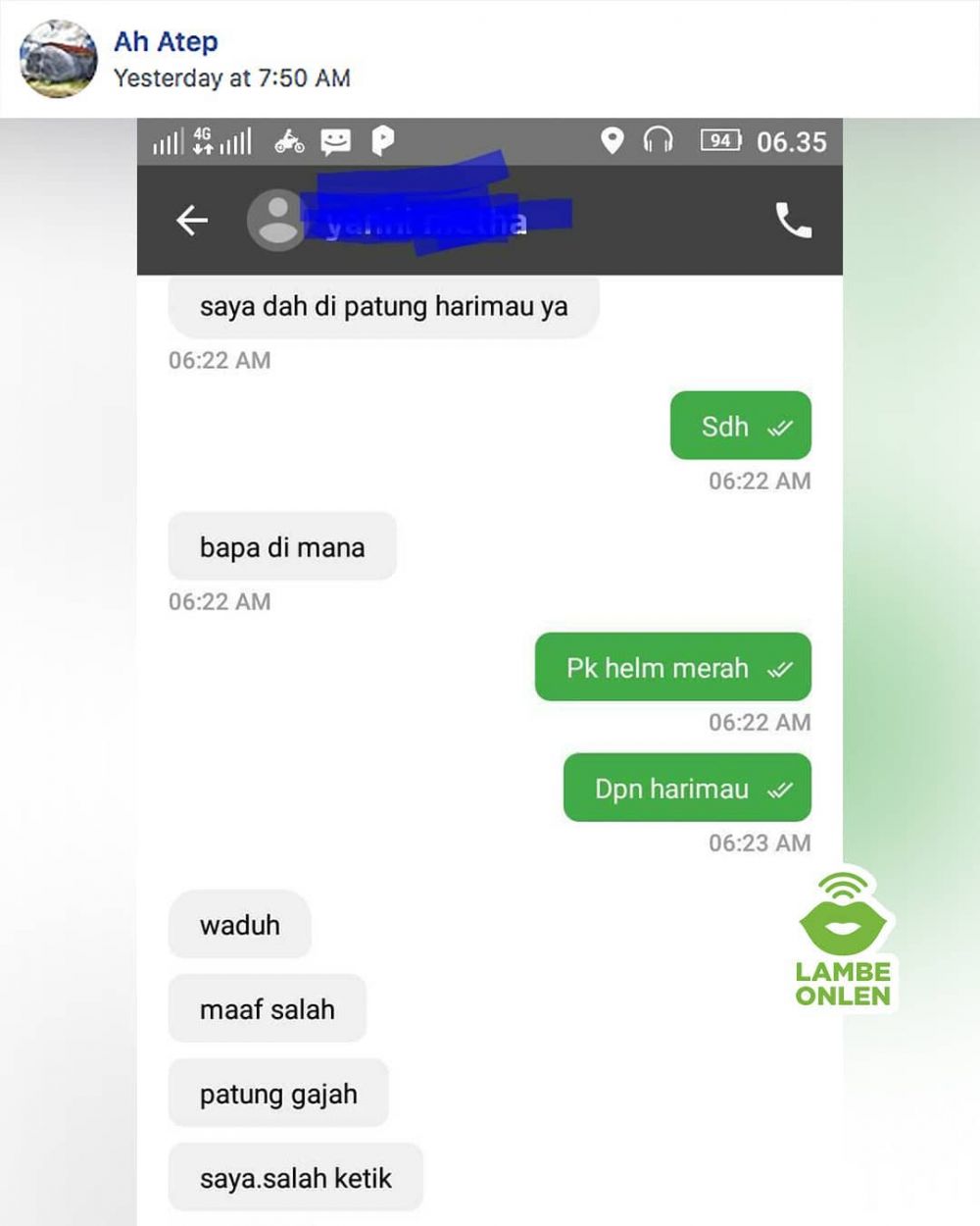 7 Chat pelanggan ojek online salah ketik ini bikin nyengir kuda