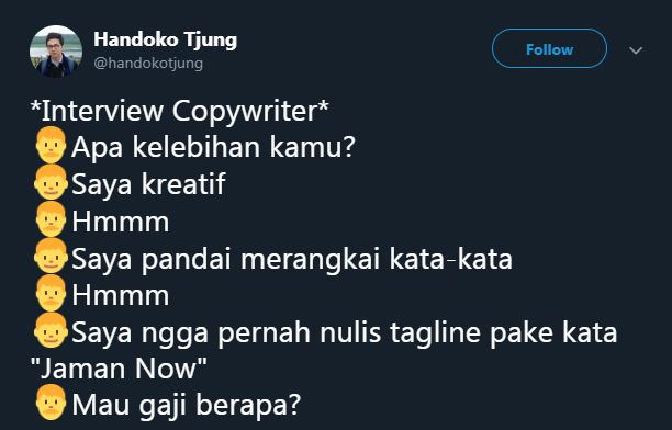 10 Cuitan interview copywriter ini kocaknya bikin ngakak pas wawancara