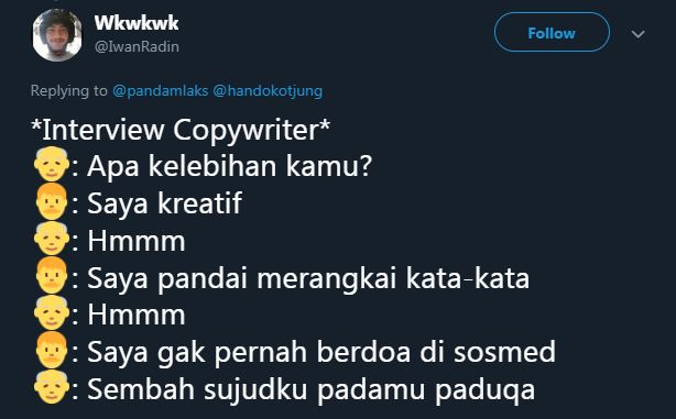 10 Cuitan interview copywriter ini kocaknya bikin ngakak pas wawancara