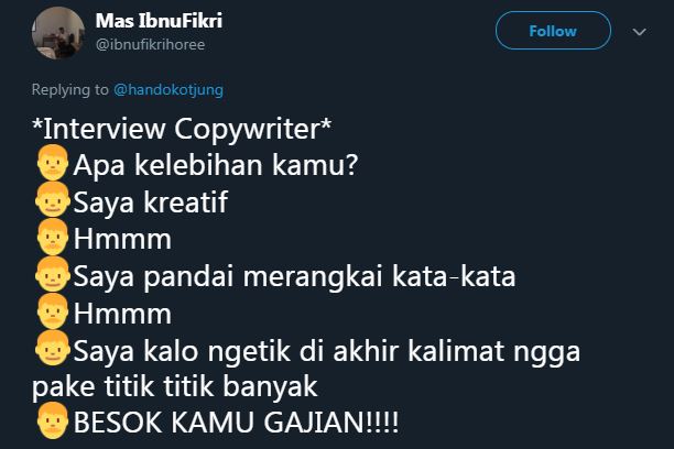 10 Cuitan interview copywriter ini kocaknya bikin ngakak pas wawancara