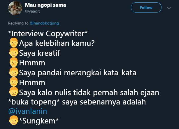 10 Cuitan interview copywriter ini kocaknya bikin ngakak pas wawancara