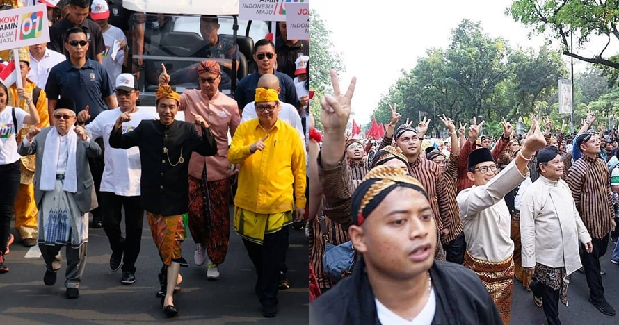 Adu penampilan koalisi Jokowi & Prabowo saat deklarasi kampanye damai