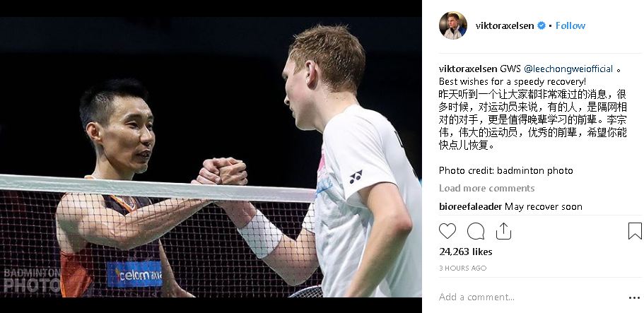 Lee Chong Wei sakit kanker, ini dukungan moral 7 pebulutangkis dunia
