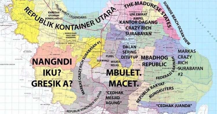Adu kocak peta Jakarta dan Surabaya berdasarkan julukan 