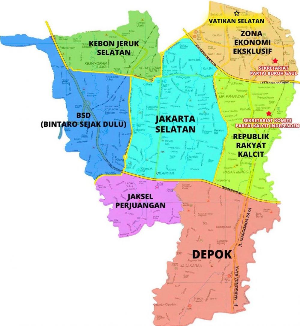 Adu kocak peta  Jakarta  dan Surabaya berdasarkan julukan 
