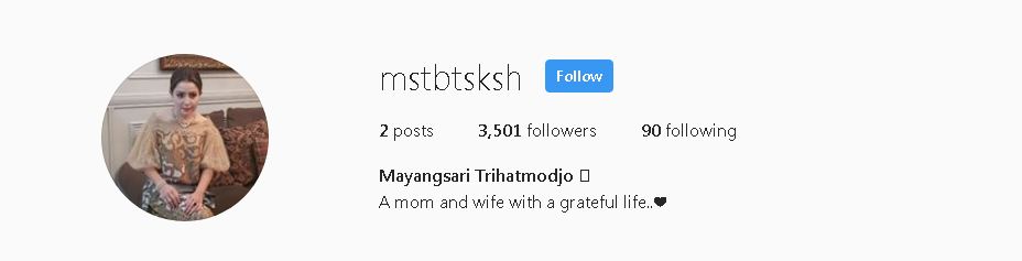 Baru bikin akun Instagram, ini postingan pertama Mayangsari