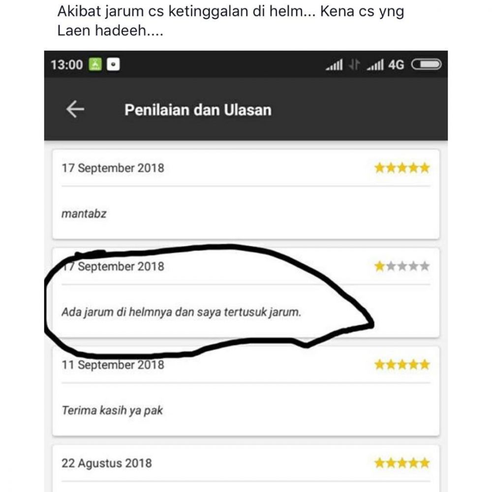 7 Alasan pelanggan ojek online ngasih bintang satu ini absurd banget