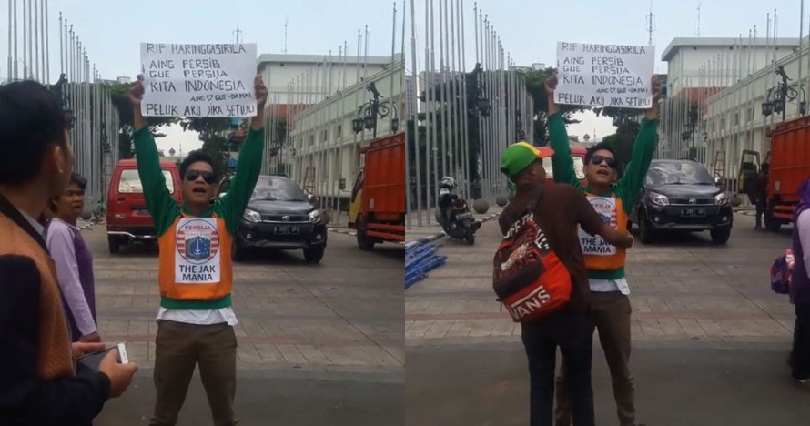 Pria ini kampanyekan aksi damai antar Bobotoh & Jakmania, bikin salut