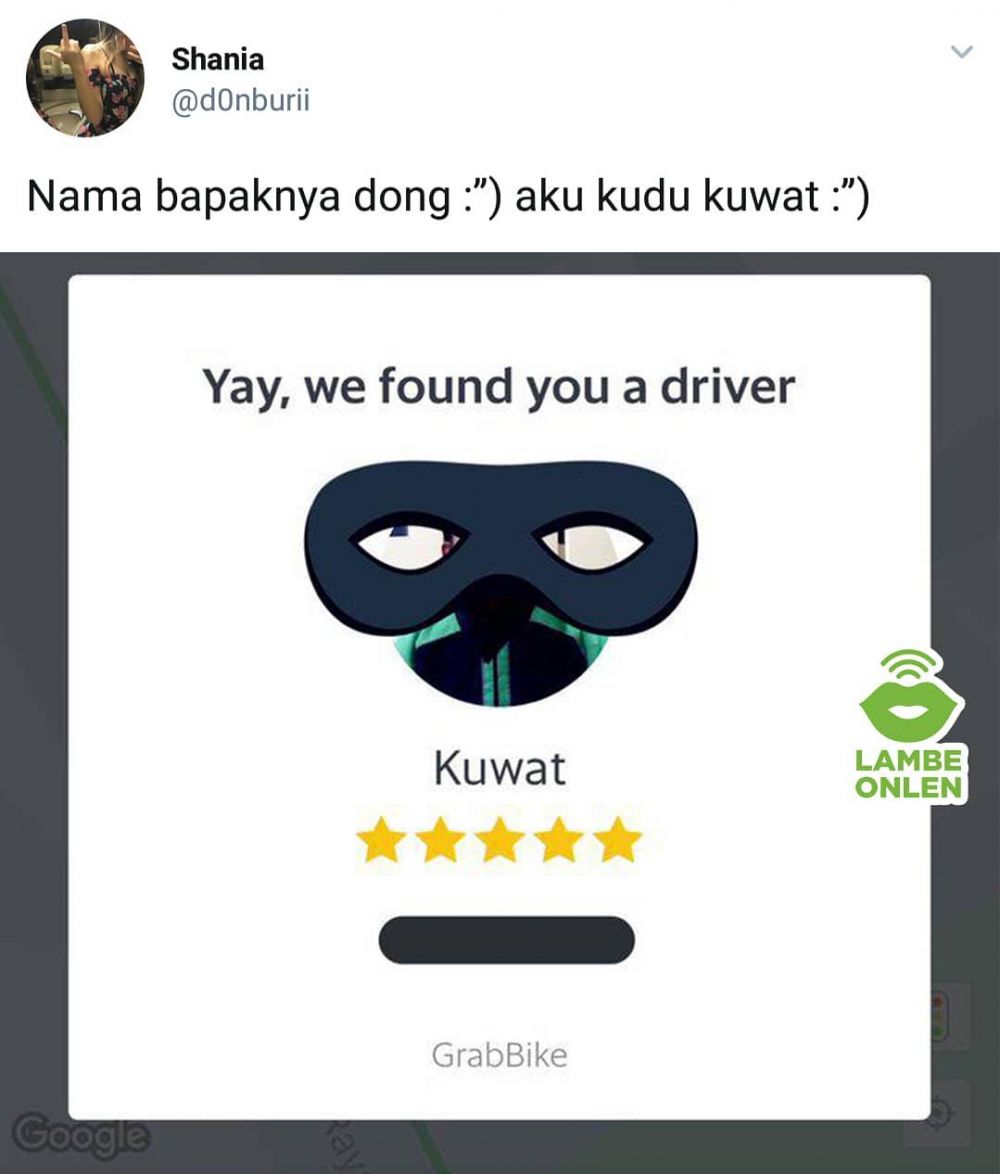 9 Status pelanggan ojol komentari nama unik driver ini kocak 