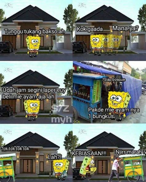 10 Meme karakter SpongeBob hidup di Indonesia bikin ketawa nyengir