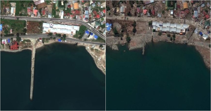 6 Pemotretan satelit kondisi Palu sebelum vs sesudah tsunami, ngeri