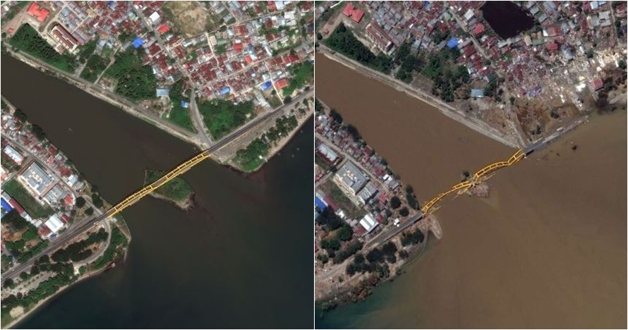 6 Pemotretan satelit kondisi Palu sebelum vs sesudah tsunami, ngeri