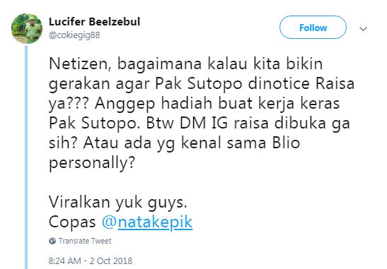 Lagi ramai, ini 10 cuitan heboh dukung pertemuan Sutopo dan Raisa