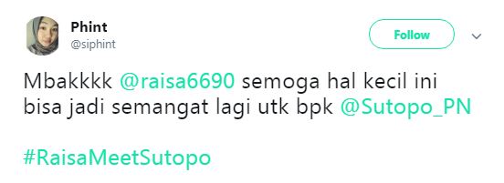 Lagi ramai, ini 10 cuitan heboh dukung pertemuan Sutopo dan Raisa