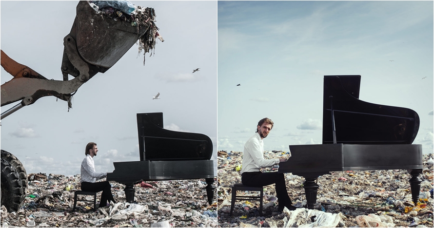 Pianis ini bikin video klip di tumpukan sampah, alasannya mengagumkan