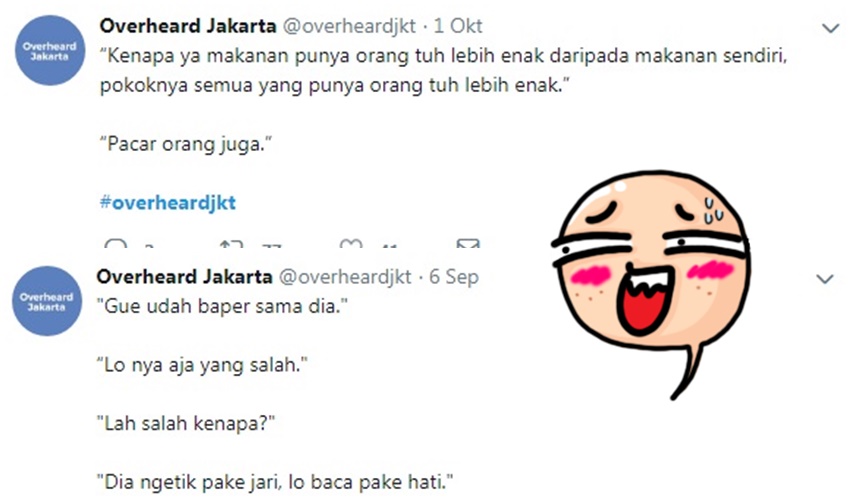 15 Cuitan @overheardjkt soal kehidupan millenial, kocak abis