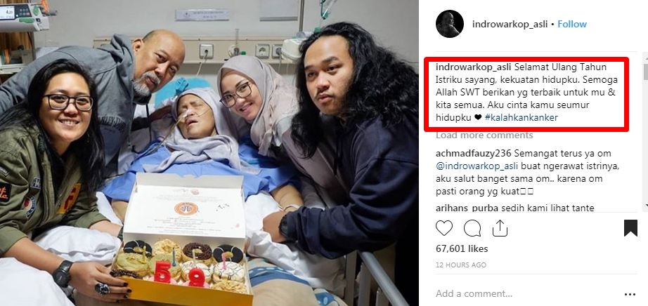 Momen haru Indro Warkop rayakan ulang tahun istri yang terbaring sakit