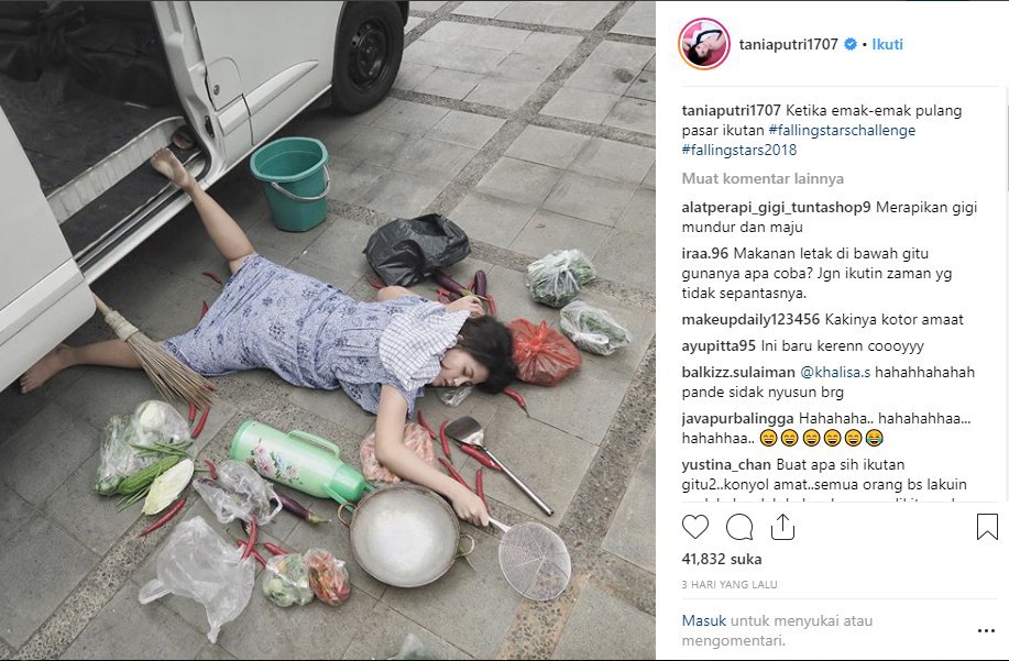 Gaya 5 seleb Tanah Air ikuti Falling Star Challenge, tersungkur glamor