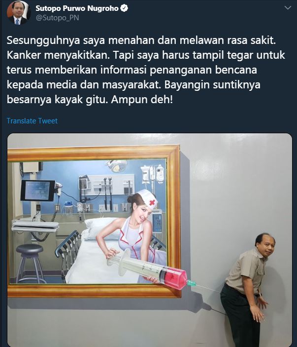 Di balik wajah seriusnya, 5 potret ini bukti Sutopo sosok yang humoris
