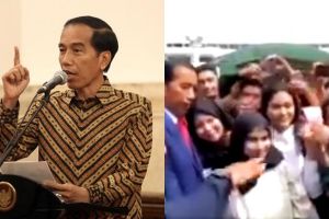 Acungkan dua jari saat foto bareng Jokowi, pria ini ditegur paspampres