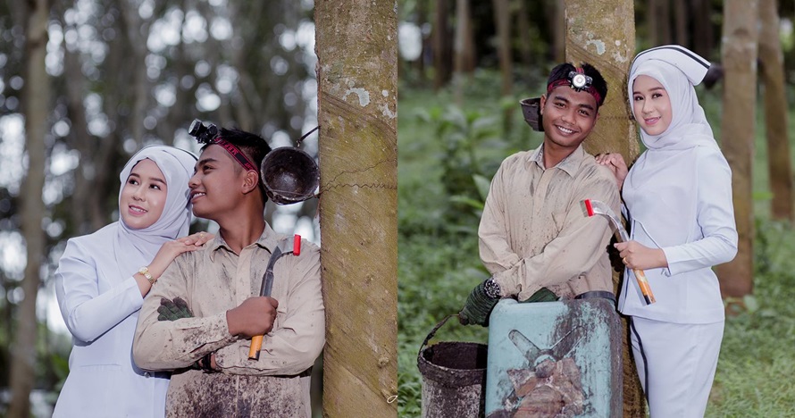 Pacari petani karet, perawat cantik ini prewed antimainstream di hutan