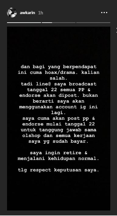 Kabarkan berhenti bermain Instagram, ini alasan mengejutkan Awkarin
