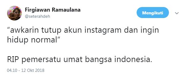 10 Cuitan kocak 'Awkarin tutup akun' ini bikin cekikikan semalaman