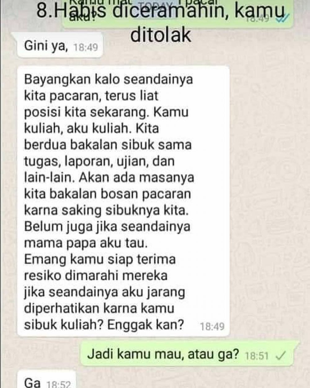 9 Tipe gebetan saat nolak ditembak, ngenesnya makjleb nusuk hati